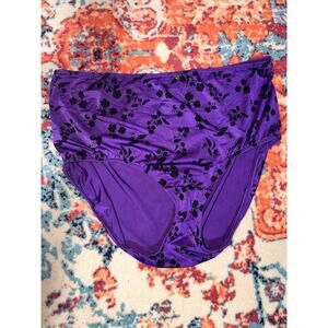 22/24 Lane Bryant Cacique Full Briefs Nylon- Purple W/black Flowers